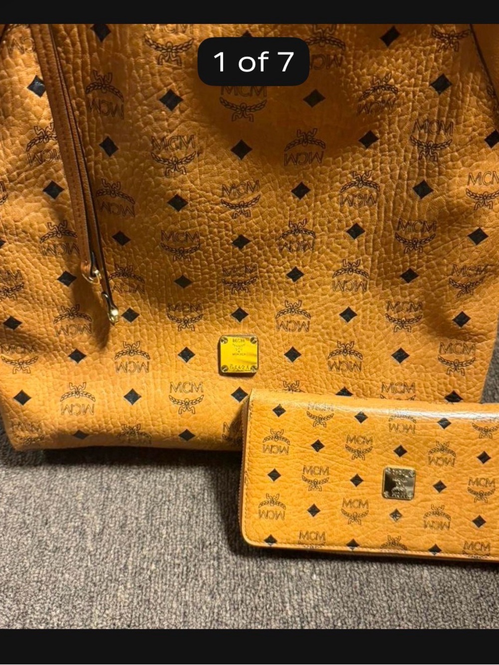 MCM Cognac Visetos Monogram Tote with Matching Wallet